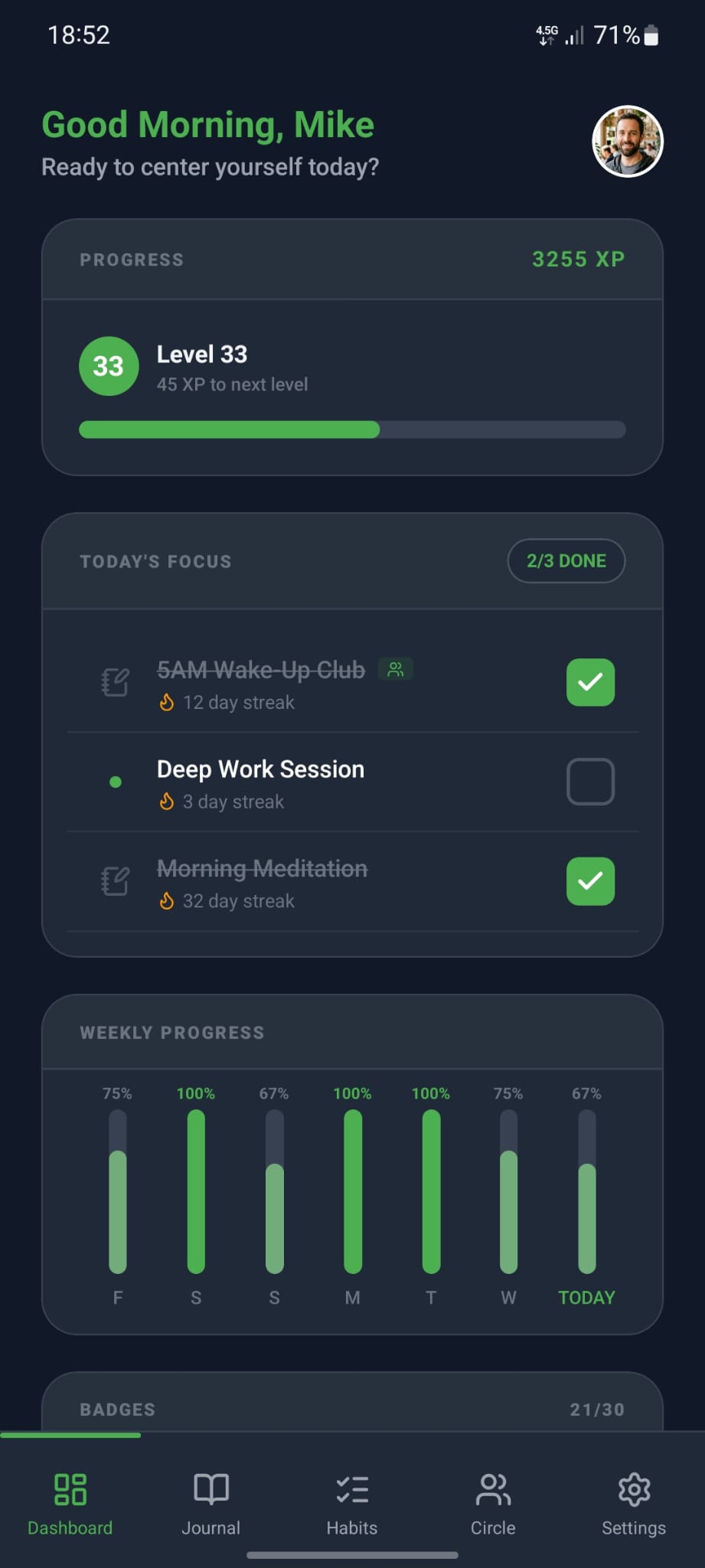 Circle App Dashboard